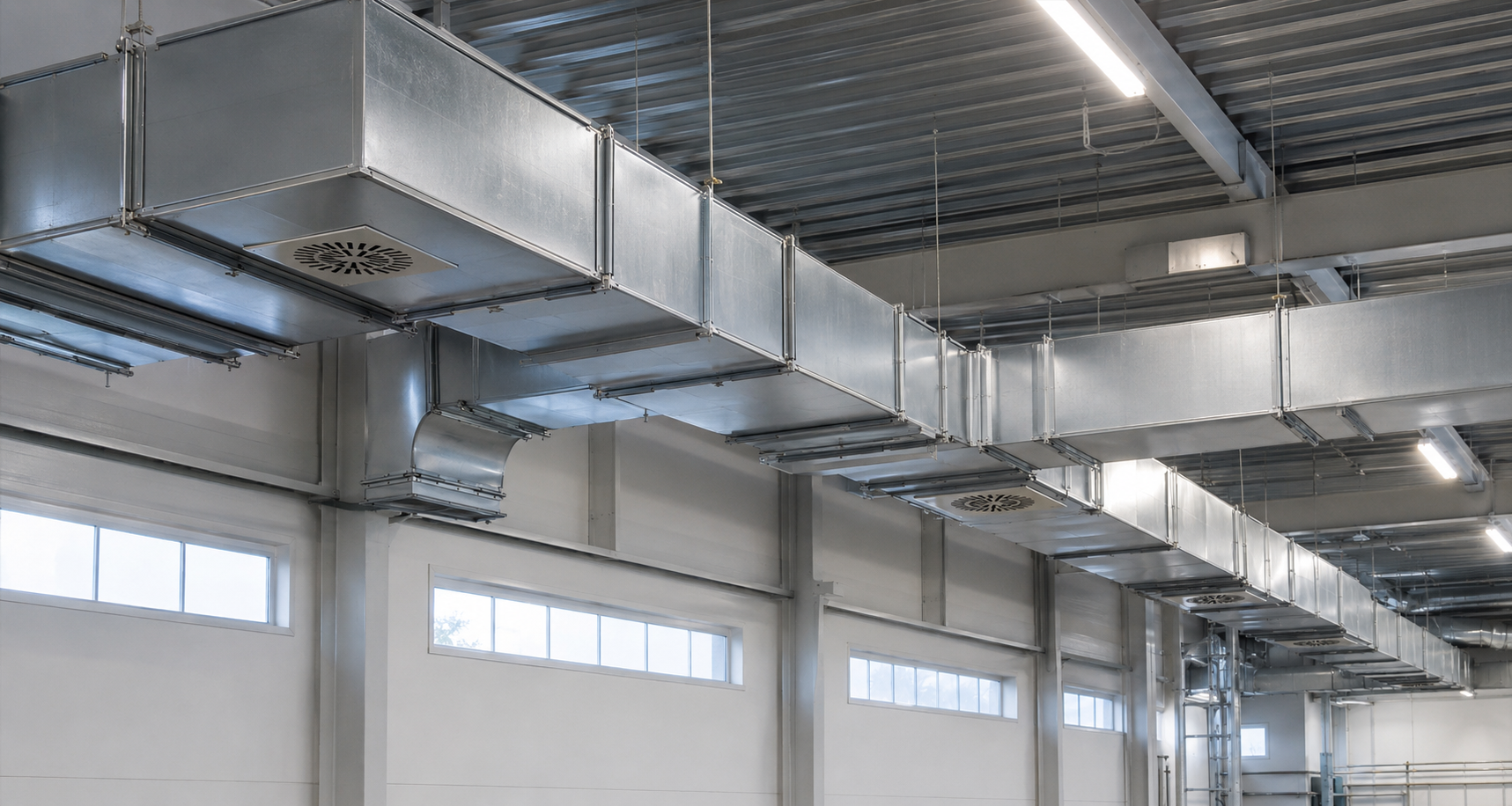 Instalacja wentylacyjna w hali przemysłowej
